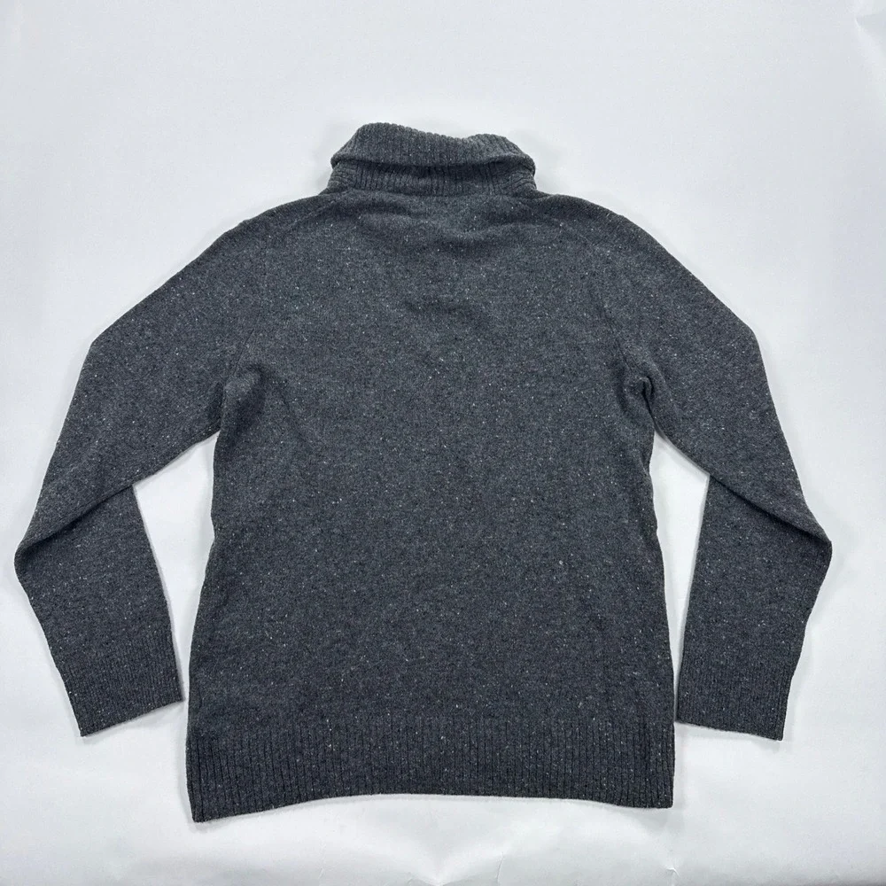 J.Crew Mens Sweater Medium Grey Donegal Shawl Collar Merino Wool Minimalist
